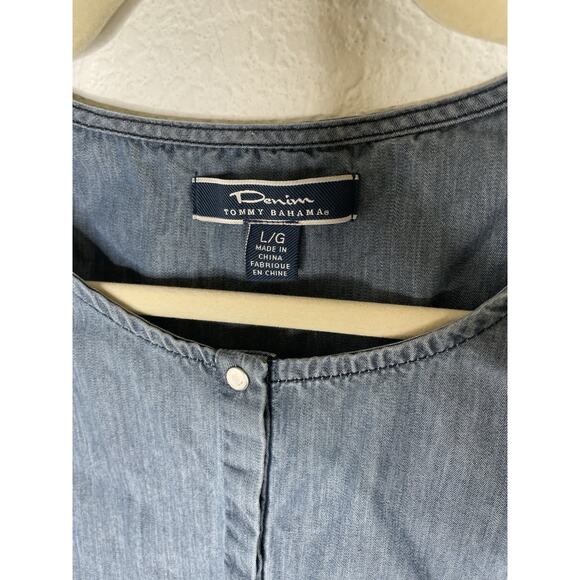 Denim by Tommy Bahama Denim Blouson Dress Size Large Has Pockets - Picture 2 of 5